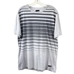 Joes Jeans Gray Stripe Short Sleeve T Shirt Crew Neck with Trim Detail